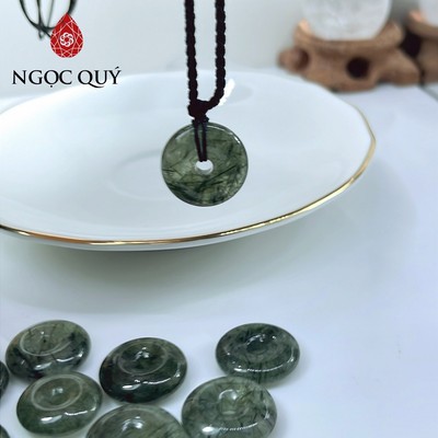 Dây chuyền thạch anh  - Dây chuyền đồng điếu thạch anh tóc xanh - Ngọc Quý