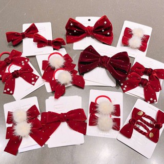 Kẹp tóc Noel cho bé  màu đỏ đô nhiều mẫu Đính Bông tuyết trắng dễ thương 