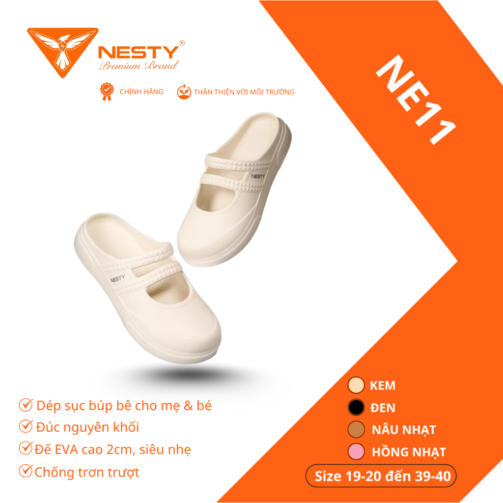 [NE11] Dép Sục Búp Bê Mẹ & Bé Thương Hiệu NESTY Chống Trơn Trượt