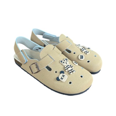 (Quai Hậu Dán Xé) Sục đế trấu Birken Boston Da Lộn Gắn Sticker - SGD.02(Lót Da Lộn)