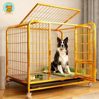  🐱Petorldog🐶 Chuồng chó nan ống cao cấp Vàng kích thước 60-125cm Cứng cáp có bánh xe dễ di chuyển 
