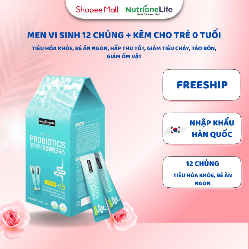 Men Vi Sinh Alive Probiotics 12 Chủng Cho Bé Biếng Ăn, Hấp Thu Kém, Rối Loạn Tiêu Hóa, Nhập Khẩu Hàn