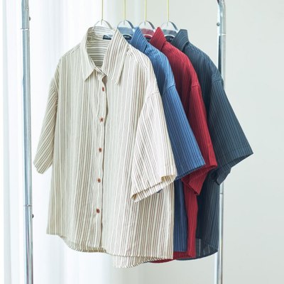Áo sơ mi sọc tay ngắn nữ GILLEE (nhiều màu) form rộng dáng lửng vải cao cấp thoáng khí FAS389