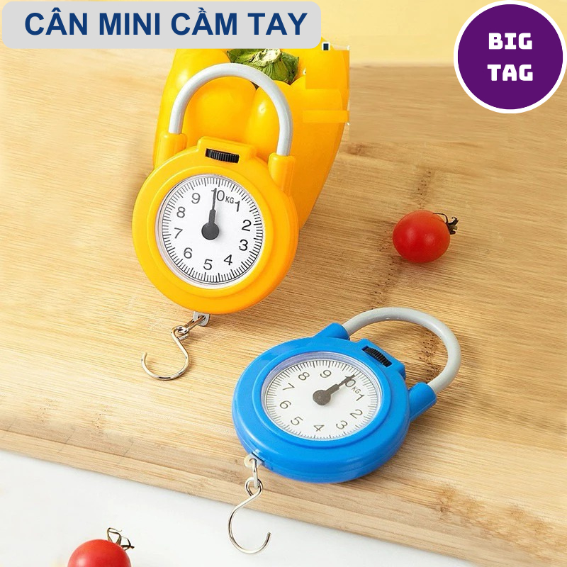 cân điện tử cầm tay nhỏ gọn chính xác, cân treo lò xo không cần pin 10kg 7234