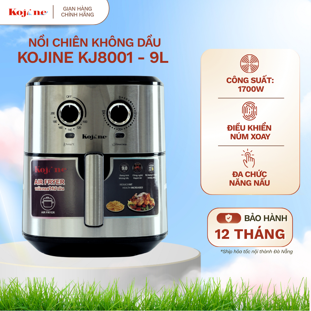 Nồi Chiên Không Dầu KOJINE KJ8001 Dung Tích 9 Lít - Công Suất 1700W - Bảo Hành 12 Tháng