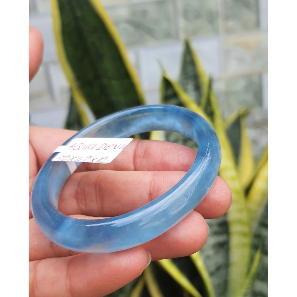 vòng bản đũa oval. aquamarine devil. ni 50x42x10. tay ni 48 đeo vừa