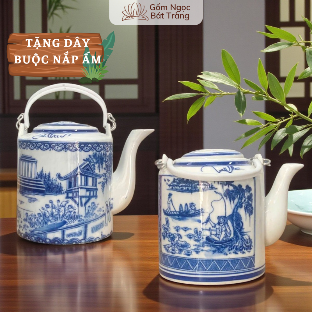 Ấm tích gốm sứ Bát Tràng, ấm tích ủ chè xanh, ấm tích sứ, ấm tích 5 lít 3 lít, ấm tích hãm trà xanh,