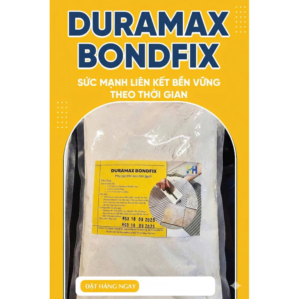 Duramax Bondfix 1kg – phụ gia trộn xi măng + cát thành keo dán gạch