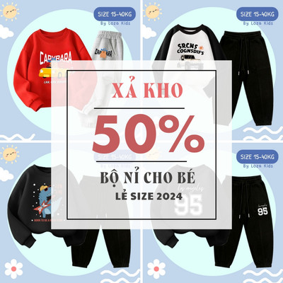 XẢ KHO đồng giá bộ nỉ cho bé trai - bé gái size 16-33kg - Đồ bộ thu đông cho bé Loza Kids XA001