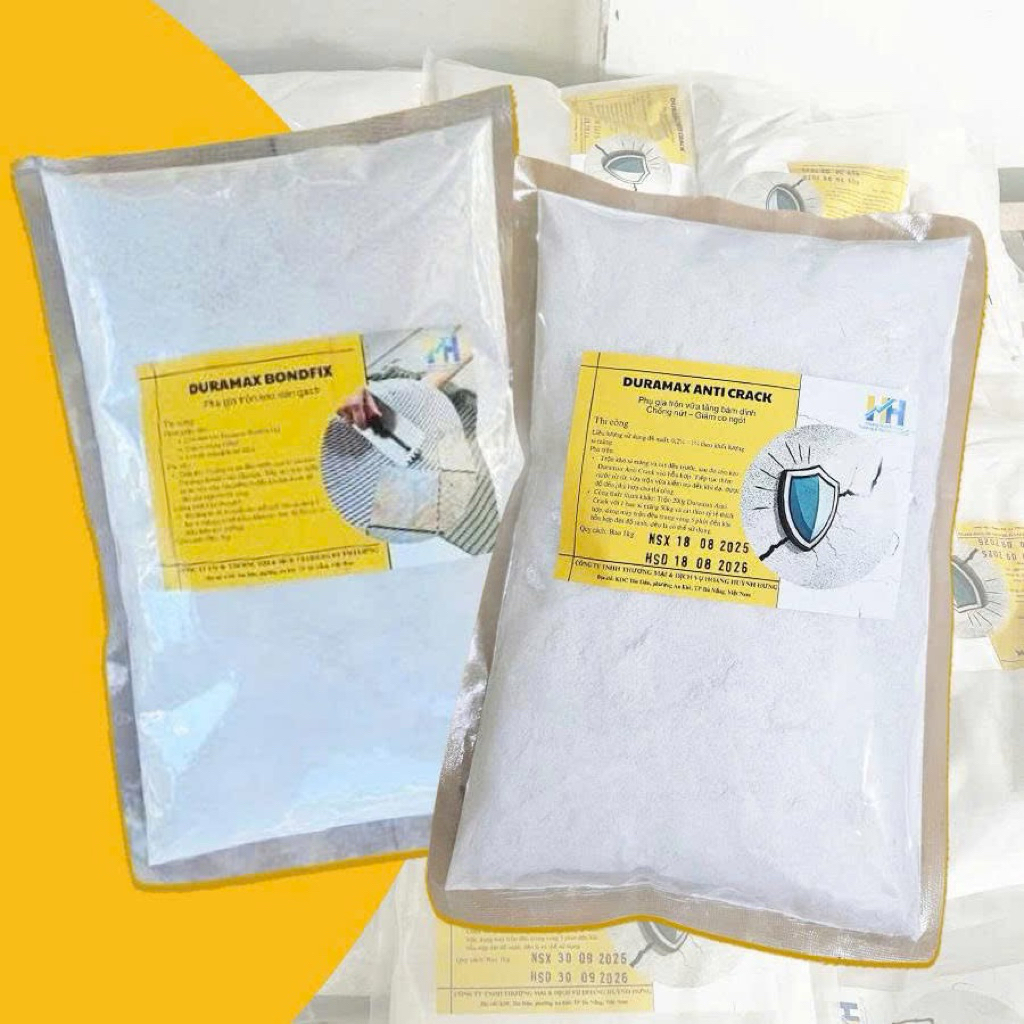 Combo 1kg phụ gia keo dán gạch & 1kg phụ gia trộn vữa chống nứt Duramax
