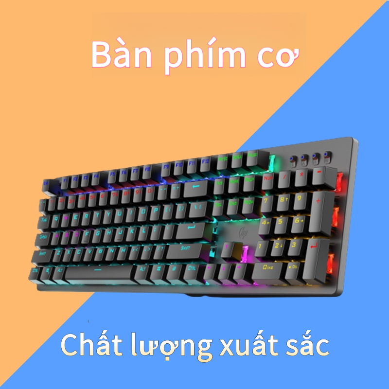Bàn phím Cơ Chính Hãng HP GK100F 104 Phím Đèn LED Đa Màu USB Phù Hợp PC Laptop Đẹp Sang