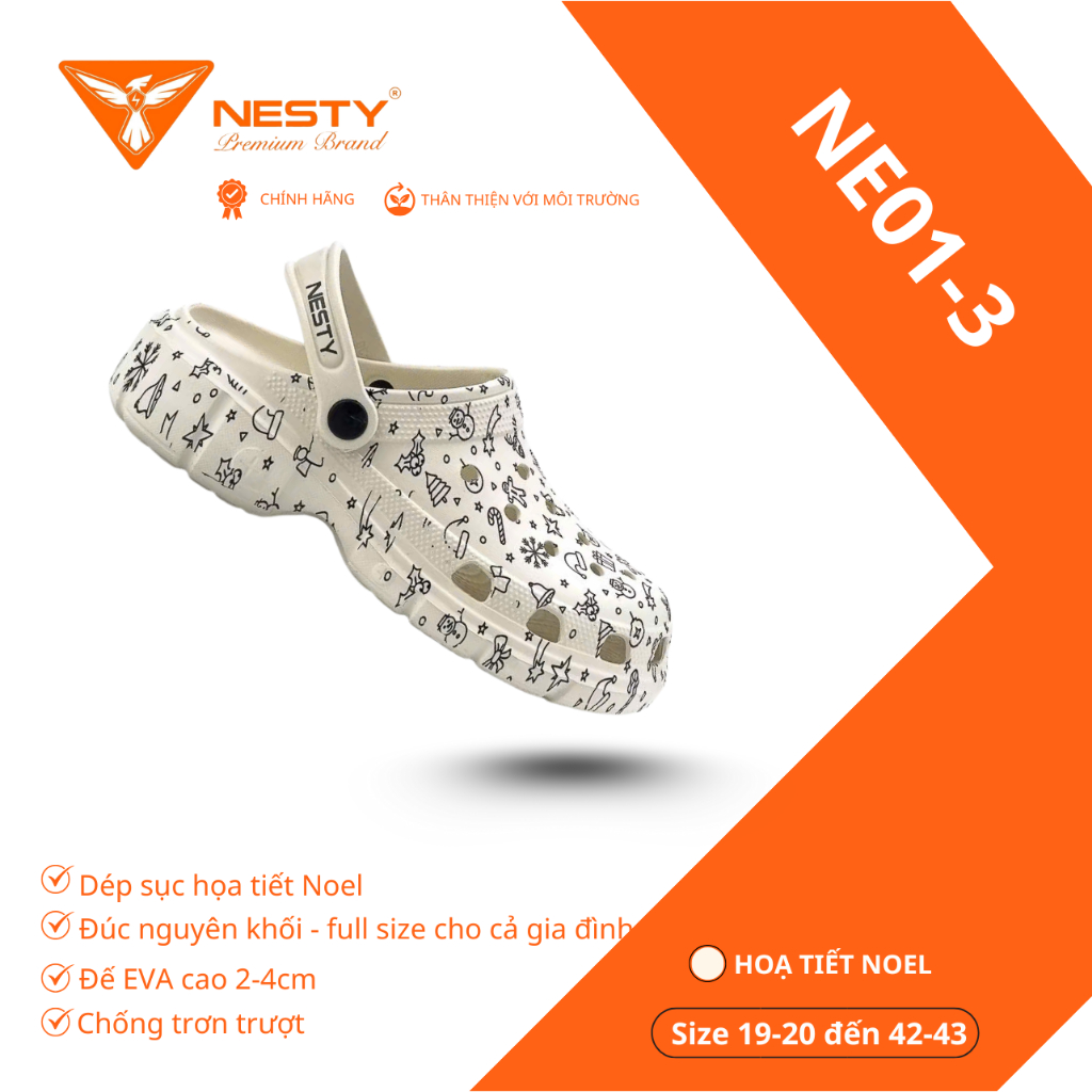 [NE01-3] Dép Sục Họa Tiết Giáng Sinh Chất Liệu EVA Mềm Mại Chống Trơn Trượt Thương Hiệu Nesty