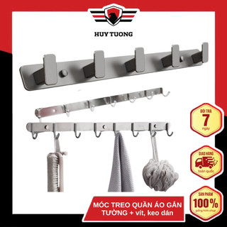  Móc Treo Tường Inox Huy Tưởng tặng KEO DÁN Móc Treo Quần Ao Gắn Tường Inox từ 6 đến 10 mấu  tặng vít,tắc kê  
