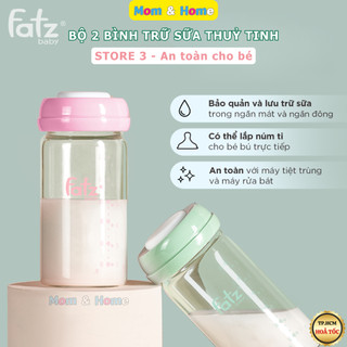 Bộ 2 Bình Trữ Sữa Thuỷ Tinh Cao Cấp FATZBABY STORE 3, 180ml Chống Rò Rỉ, Dùng Lâu Dài An Toàn Cho Bé