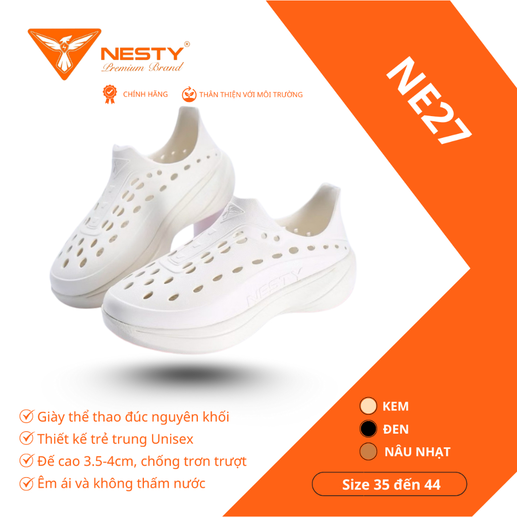 [NE27] GIÀY THỂ THAO ĐÚC NGUYÊN KHỐI UNISEX Siêu Nhẹ - Thời Trang & Êm Ái Thương Hiệu NESTY