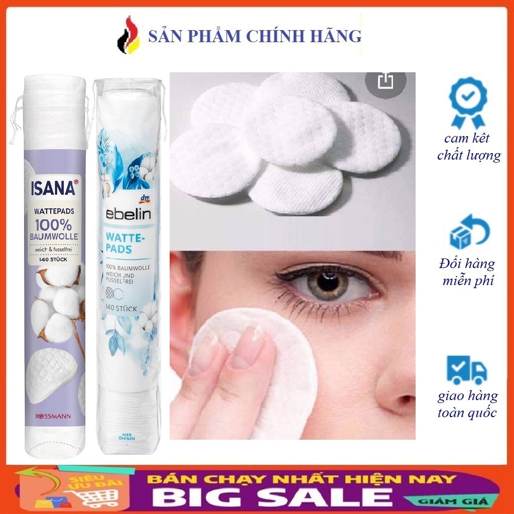 Bông tẩy trang Isana/Ebelin 140 miếng Đức