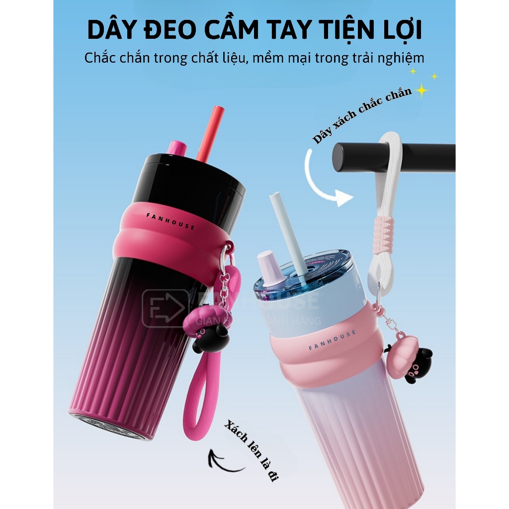 Ly giữ nhiệt 710ml Fan House Côc Candy Ceramic 316L phủ sứ, bình giữ nhiệt 12h khắc tên, in hình | BigBuy360 - bigbuy360.vn