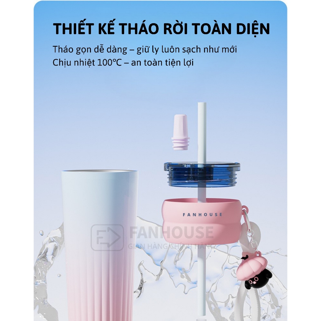 Ly giữ nhiệt 710ml Fan House Côc Candy Ceramic 316L phủ sứ, bình giữ nhiệt 12h khắc tên, in hình | BigBuy360 - bigbuy360.vn