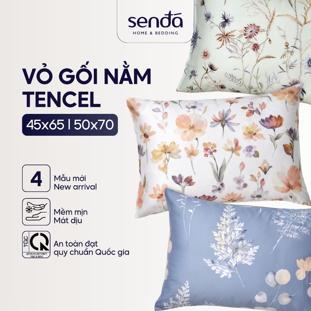 Vỏ gối Lụa Tencel Sen Đá Home Bedding 50x70 45x65 cm cao cấp họa tiết, áo gối, bao gối nằm 100% Lyoc