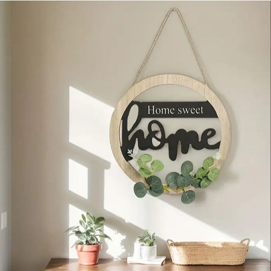Bảng Gỗ Treo, Bảng Gỗ Welcome To Our Home, Bảng Treo Decor Cửa Ra Vào Nhà Ở, Studio, Quán Cafe