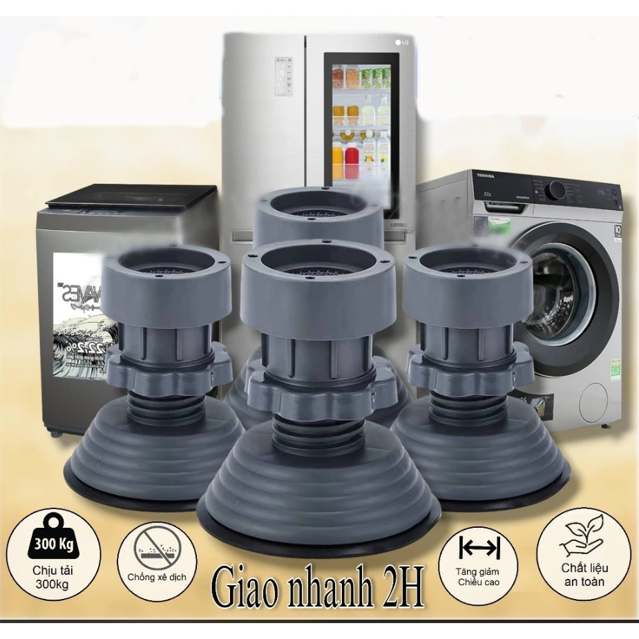 Combo 2 Bộ 8 chân chống rung cho máy giặt, đế máy giặt tủ lạnh