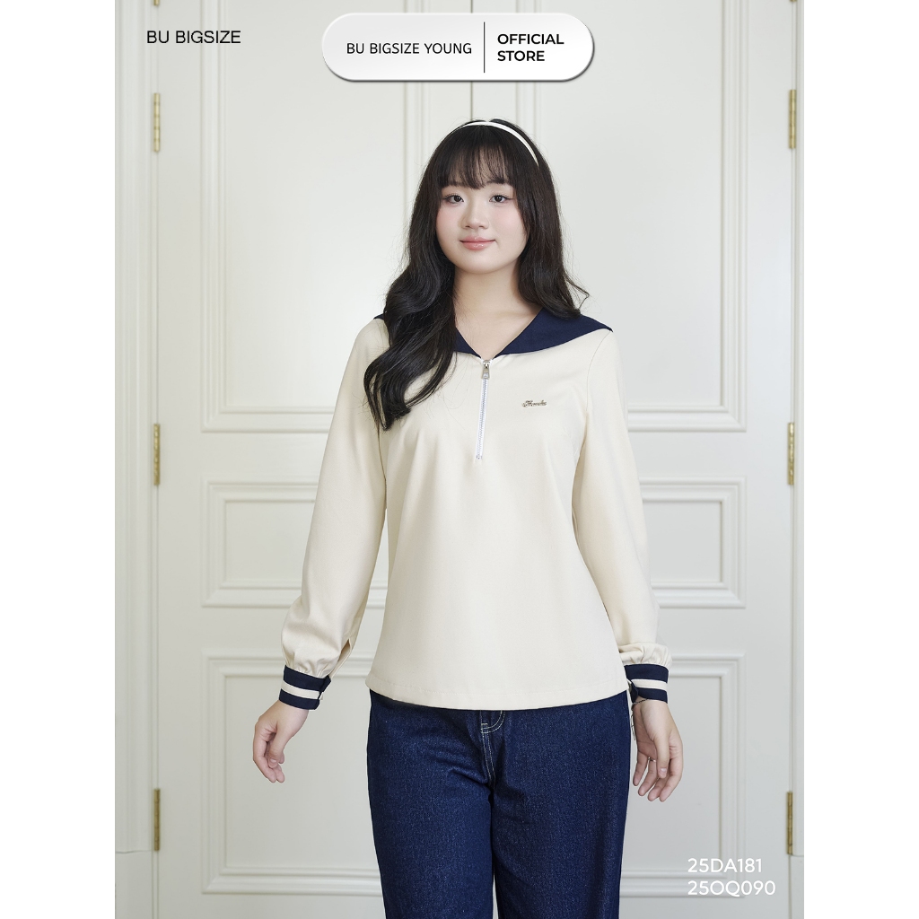 Áo kiểu thủy thủ cổ khóa BIGSIZE (55kg đến 95kg) – 25DA181 - [BUstu Bigsize]