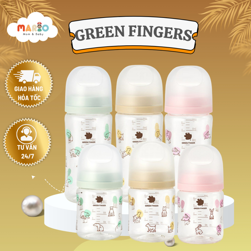 Bình sữa BeBeGrow Green Finger PA kèm núm
