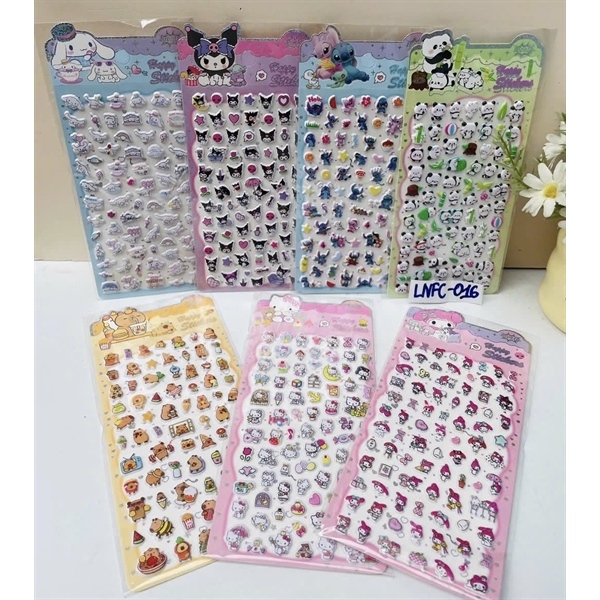 Sticker 3D xốp nổi Hello Kitty, Kuromi, Capybara dán trang trí