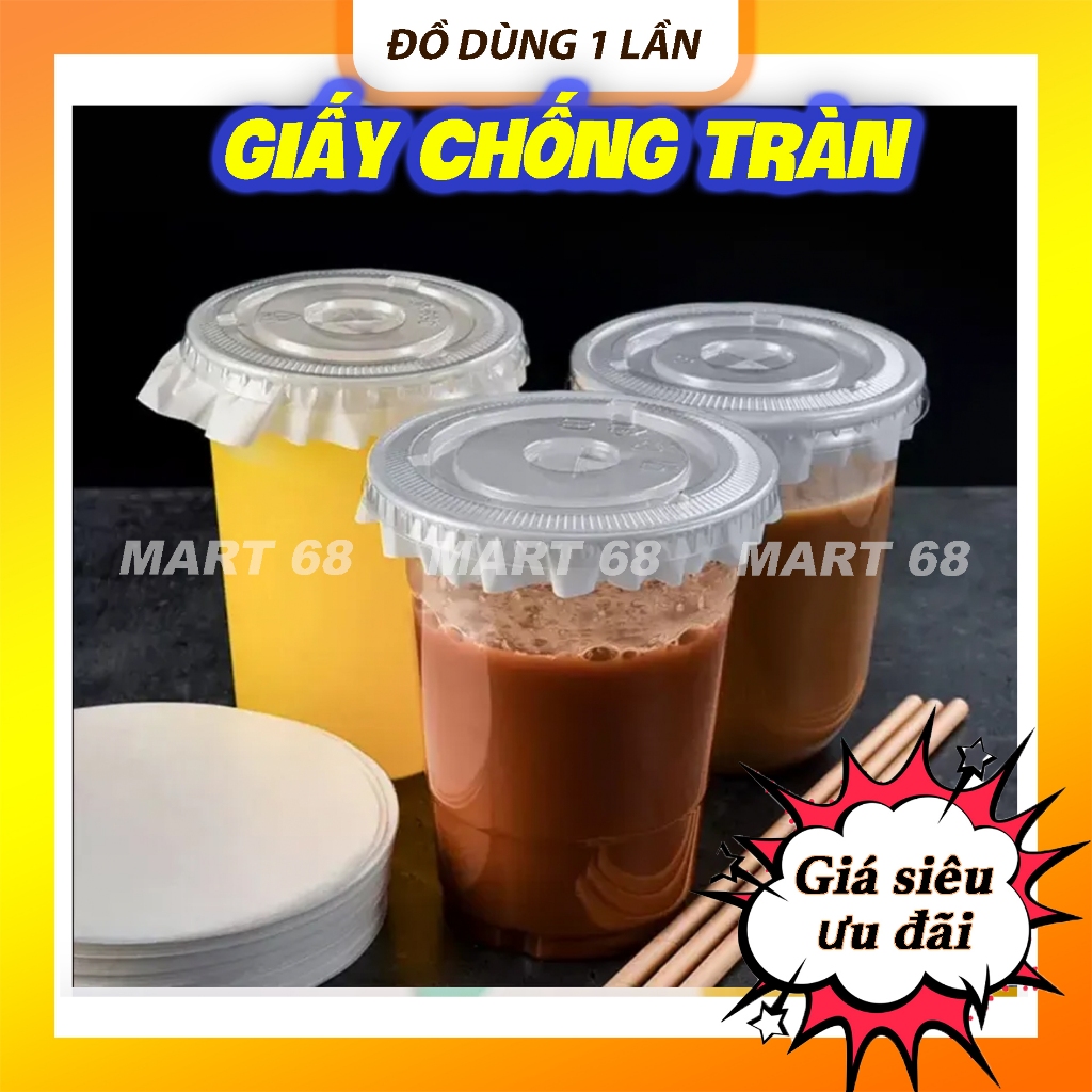 [500 tờ/1 xấp] Giấy nến, giấy chống tràn lót ly trà sữa, ly cafe, ly nhựa dùng 1 lần.