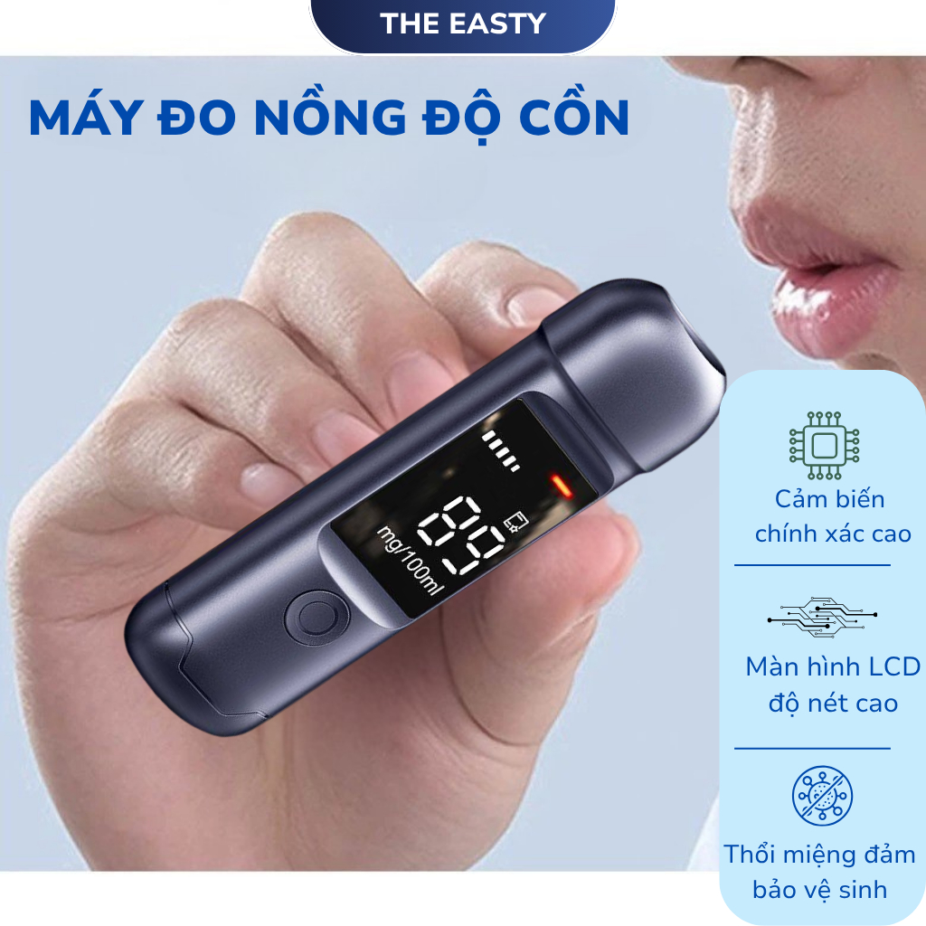 Máy Đo Nồng Độ Cồn Cầm Tay Cảm Biến Fuel Cell, Màn Hình LED Chính Xác Cao Sạc Type-C