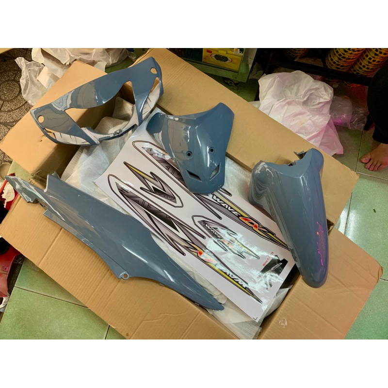 Bộ nhựa ABS dàn áo xe Wave alpha (a100/s100/rs) Màu Xám Xi Măng [Kèm Tem]