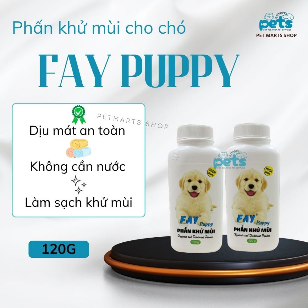PHẤN FAY PUPPY KHỬ MÙI CHO CHÓ CHAI 120G