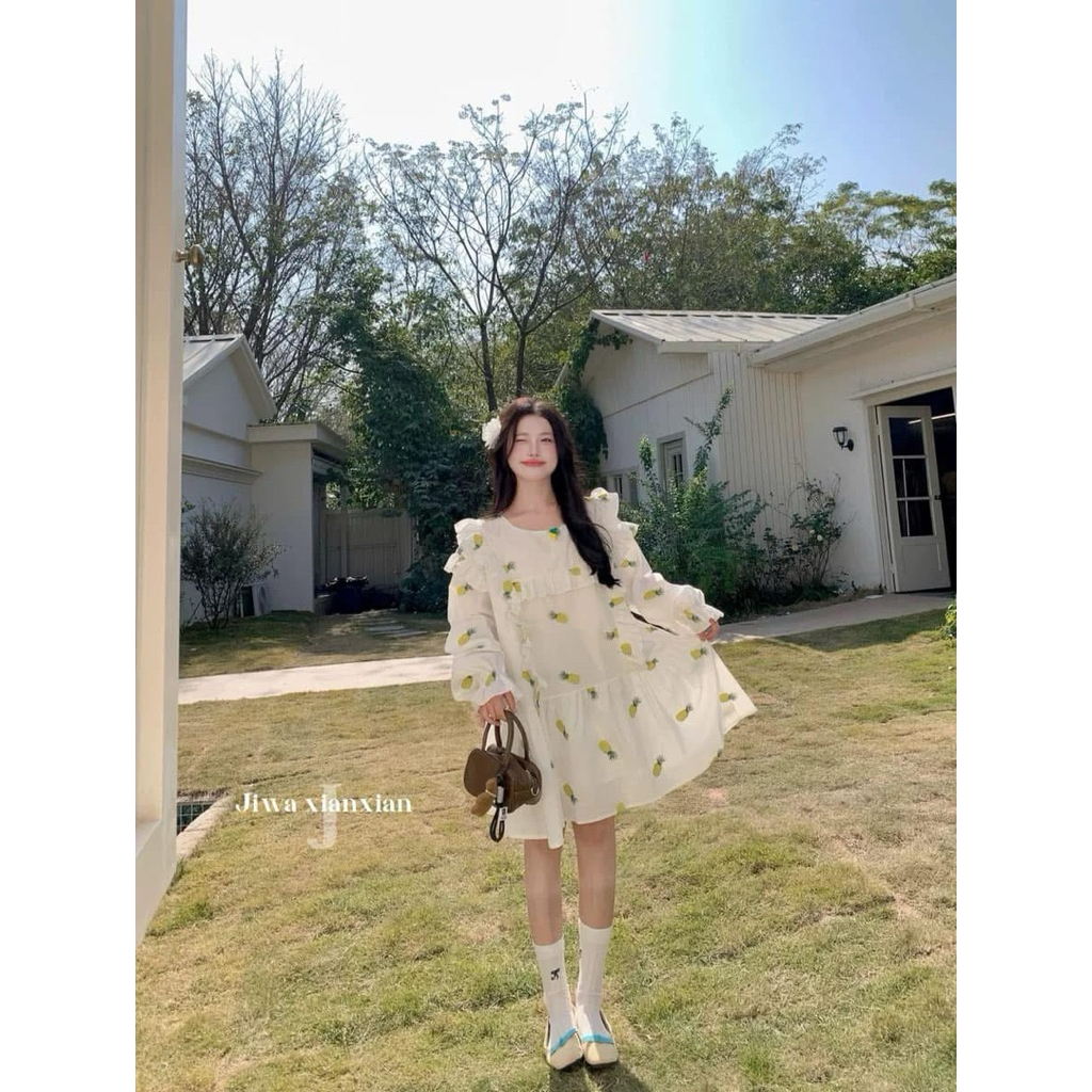 Đầm xô thêu dứa Hãng Jiwa Newtag