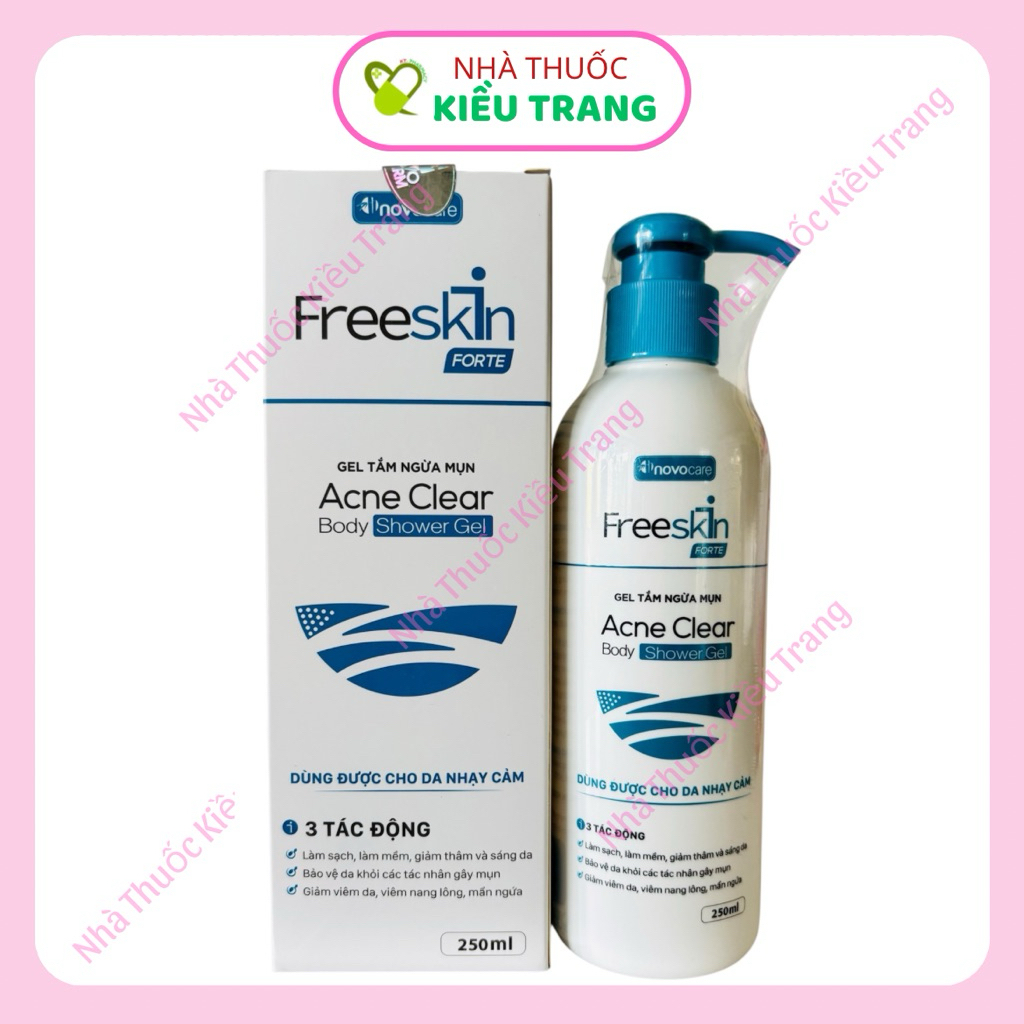 [Mẫu mới] Gel tắm/ Sữa tắm ngừa mụn Freeskin Forte - Giảm mụn thâm, ngừa mụn quay trở lại, Giúp dưỡn