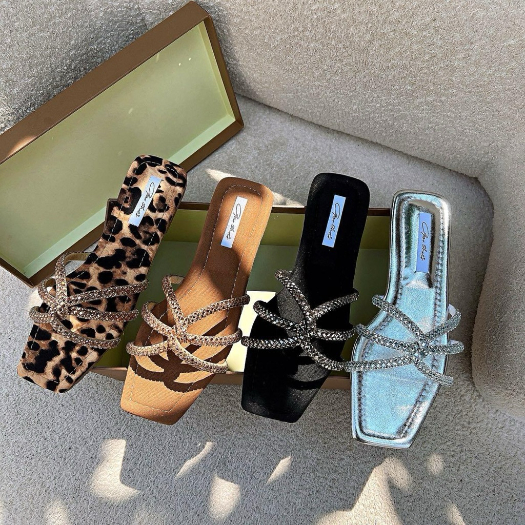 Gạo.Shoes - ( có 35-42) Dép Lê Nữ, Dây ĐÁ THOI MŨI VUÔNG, Đế Chống Trơn Trượt