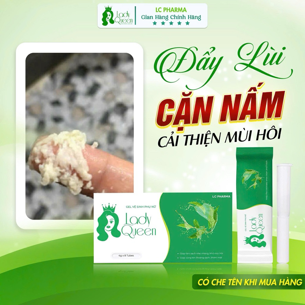Gel Vệ Sinh Phụ Nữ LADY QUEEN - Hô trợ làm sạch, đẩy cặn nấm, hỗ trợ khử mùi hôi ngứa ngáy... (hộp 8