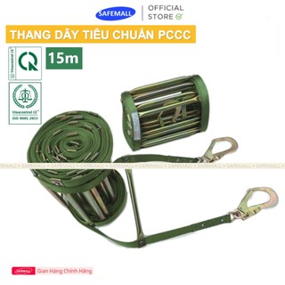   Đã Kiểm Định  Cuộn 15m Thang dây chống cháy thoát hiểm chung cư nhà cao tầng có 2 móc dễ sử dụng loại SAFEMALL 