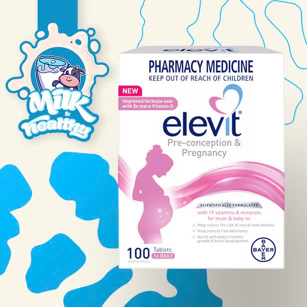 Vitamin tổng hợp Elevit bầu Elevit Pre-conception & Pregnancy 100 viên Úc