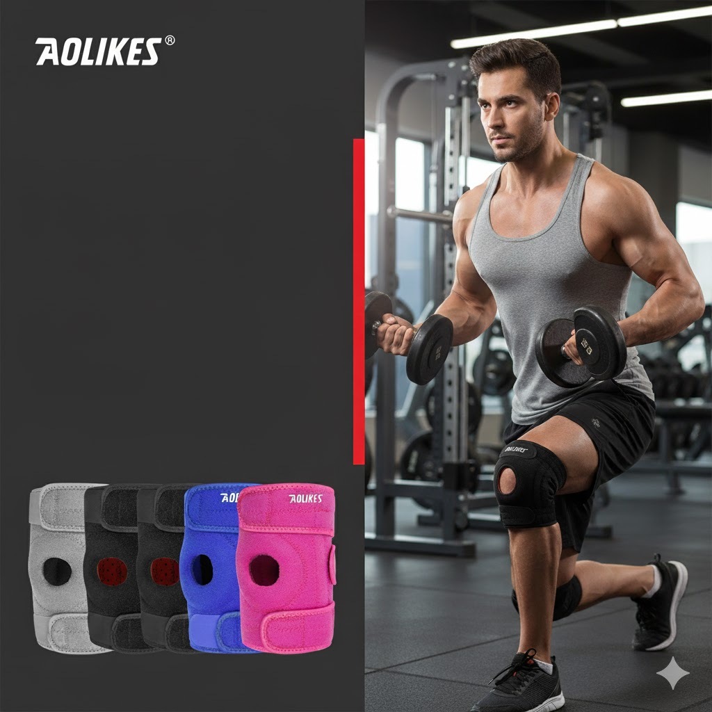 ( Chính hãng Aolikes 1 cặp) Băng Gối Aolikes A7912 có đệm êm ái đeo chơi thể thao, tập gym, leo núi