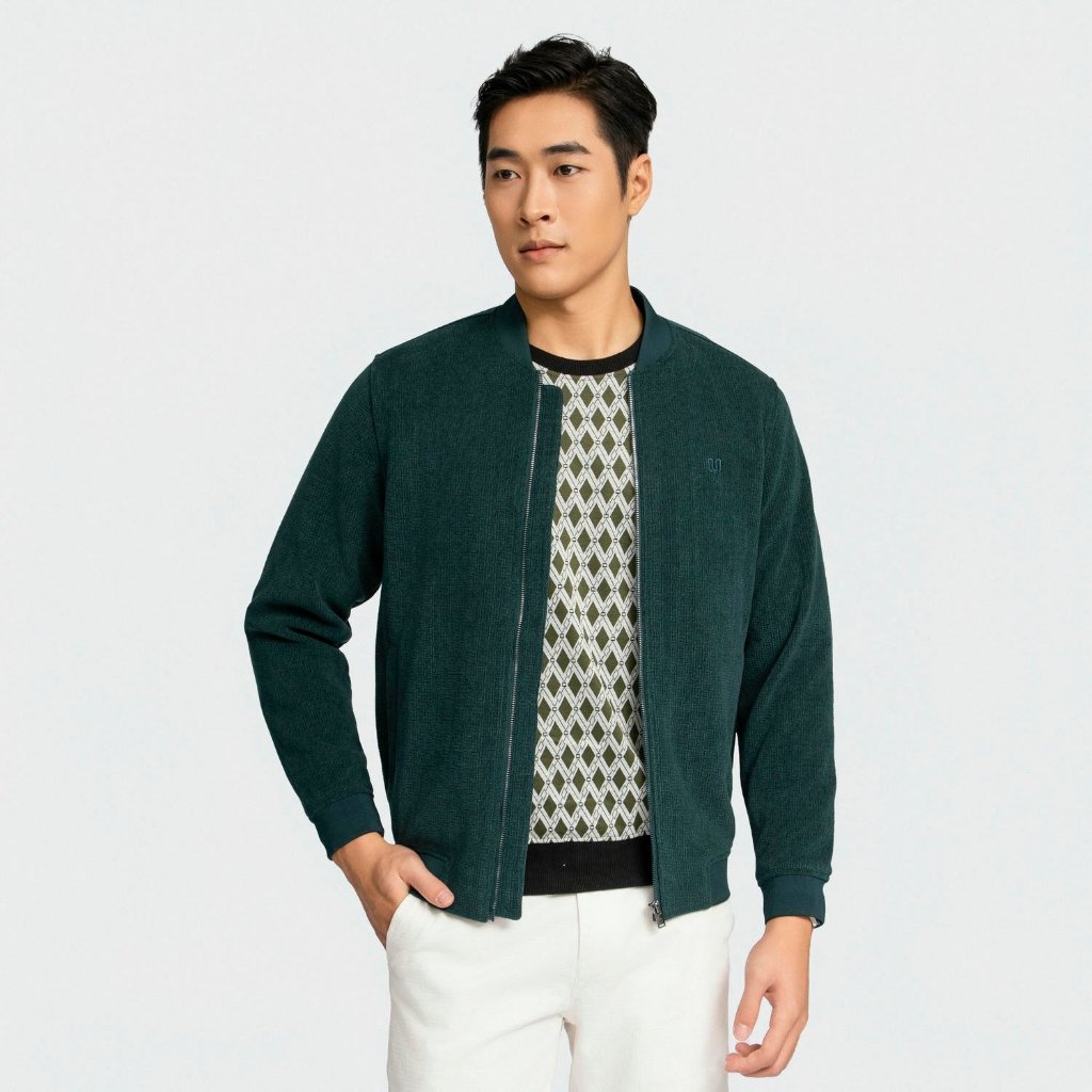 Áo Khoác Nhung 2 Lớp INSIDEMEN Dáng Bomber Trẻ Trung, Hiện Đại, Bền Màu và Phom IJK051BZ