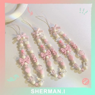 【sherman.i】Dây chuyền điện thoại Hạt cườm nhiều màu sắc Móc khóa phong cách Instagram ngọt ngào và dễ thương