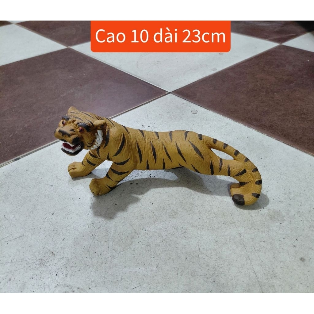 Tượng gốm con hổ trang trí tiểu cảnh,non bộ.Hổ dài 23cm