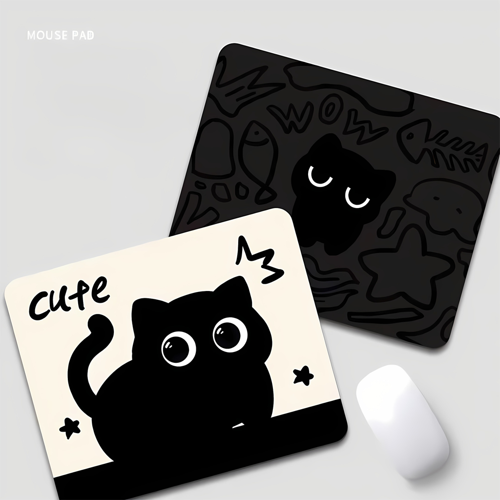 Lót Chuột Cute Mèo Mun Đáng Yêu – Mousepad Siêu Dễ Thương, Êm Tay, Chống Trượt…