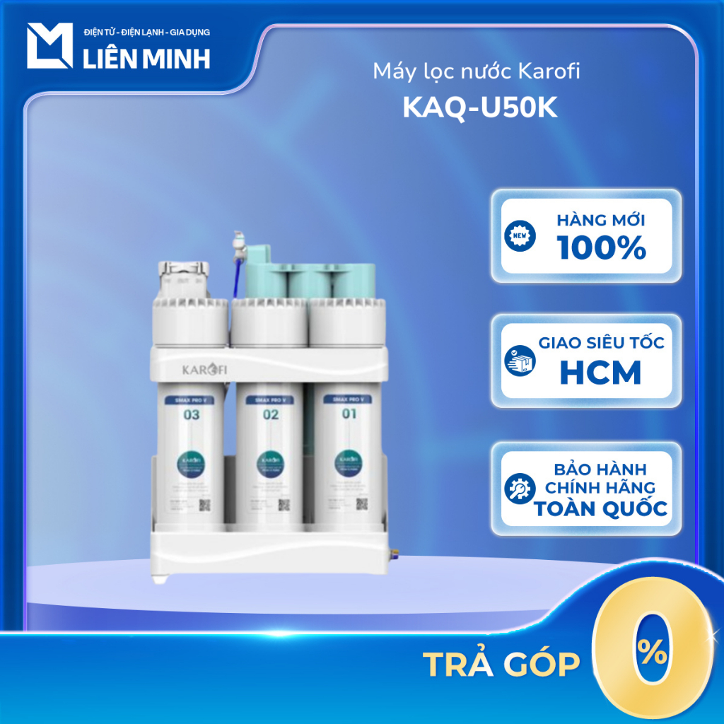 Máy lọc nước RO Karofi KAQ-U50K - 10 lõi, công suất 10 L/h, kích thước nhỏ gọn