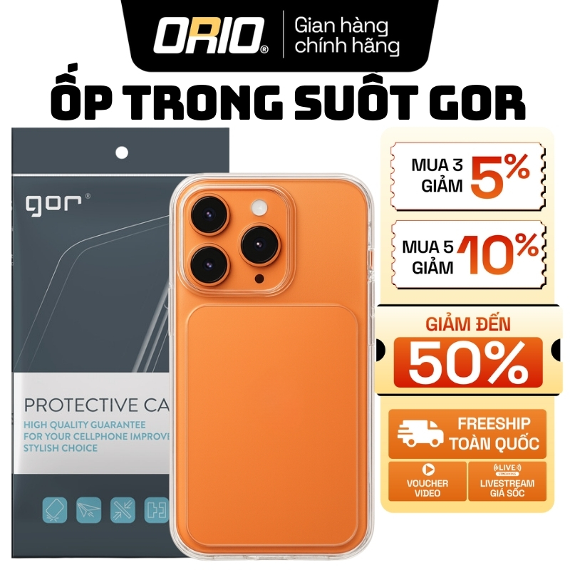Ốp lưng iphone 17 Series GOR  x ORIO silicon trong suốt bảo vệ camera đt