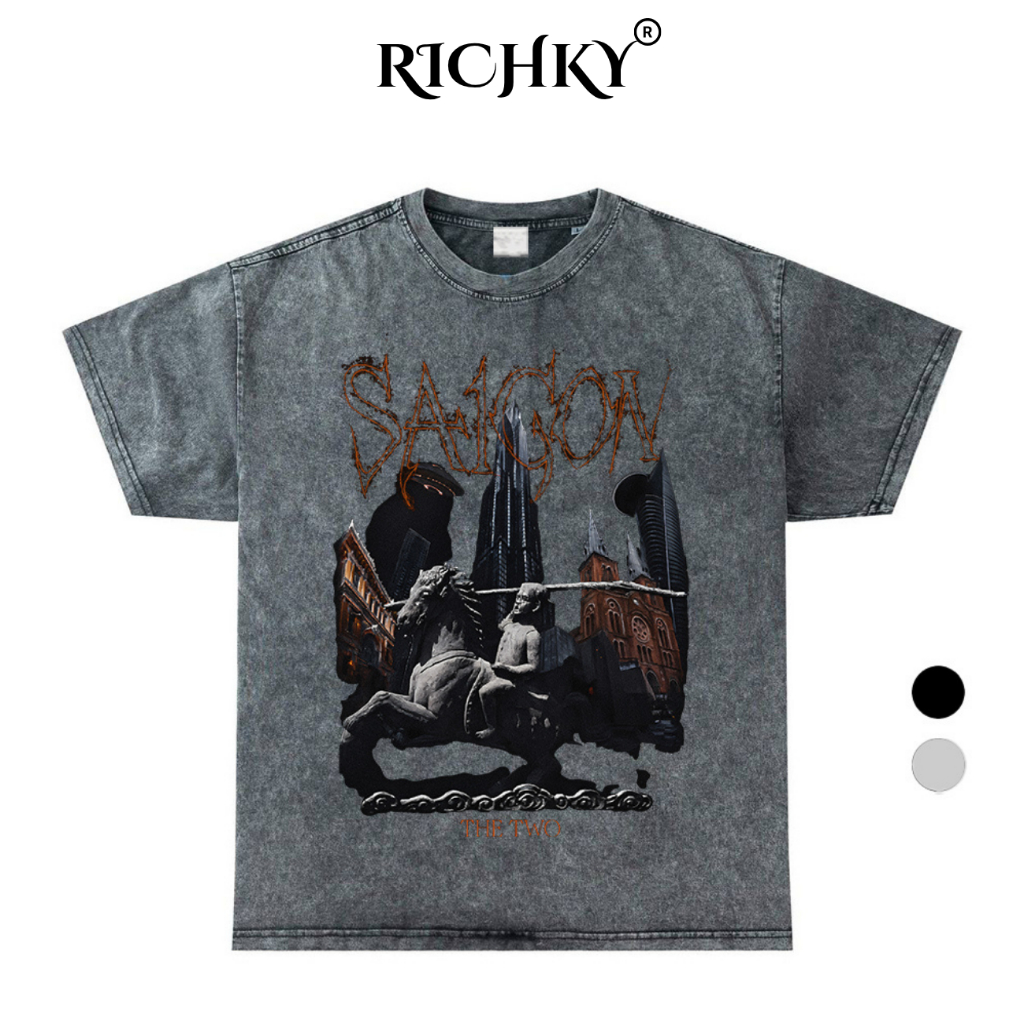 Áo Thun Wash Richky Premium Tee Nhà Thờ Đức Bà Bitexco Landmark 81 Saigon The Two