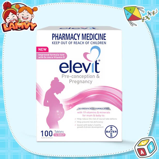 Vitamin Elevit bầu Úc Elevit Pre-conception & Pregnancy 100 viên