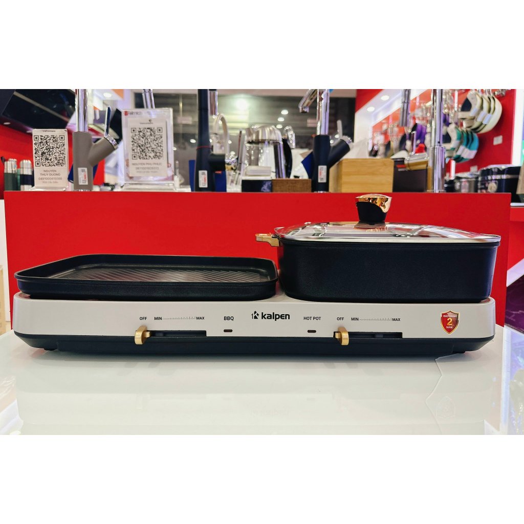Bếp Lẩu Nướng Đa Năng 2 Trong 1 Siêu chống dính Công Suất 2200W bảo hành 2 năm Kalpen PP99