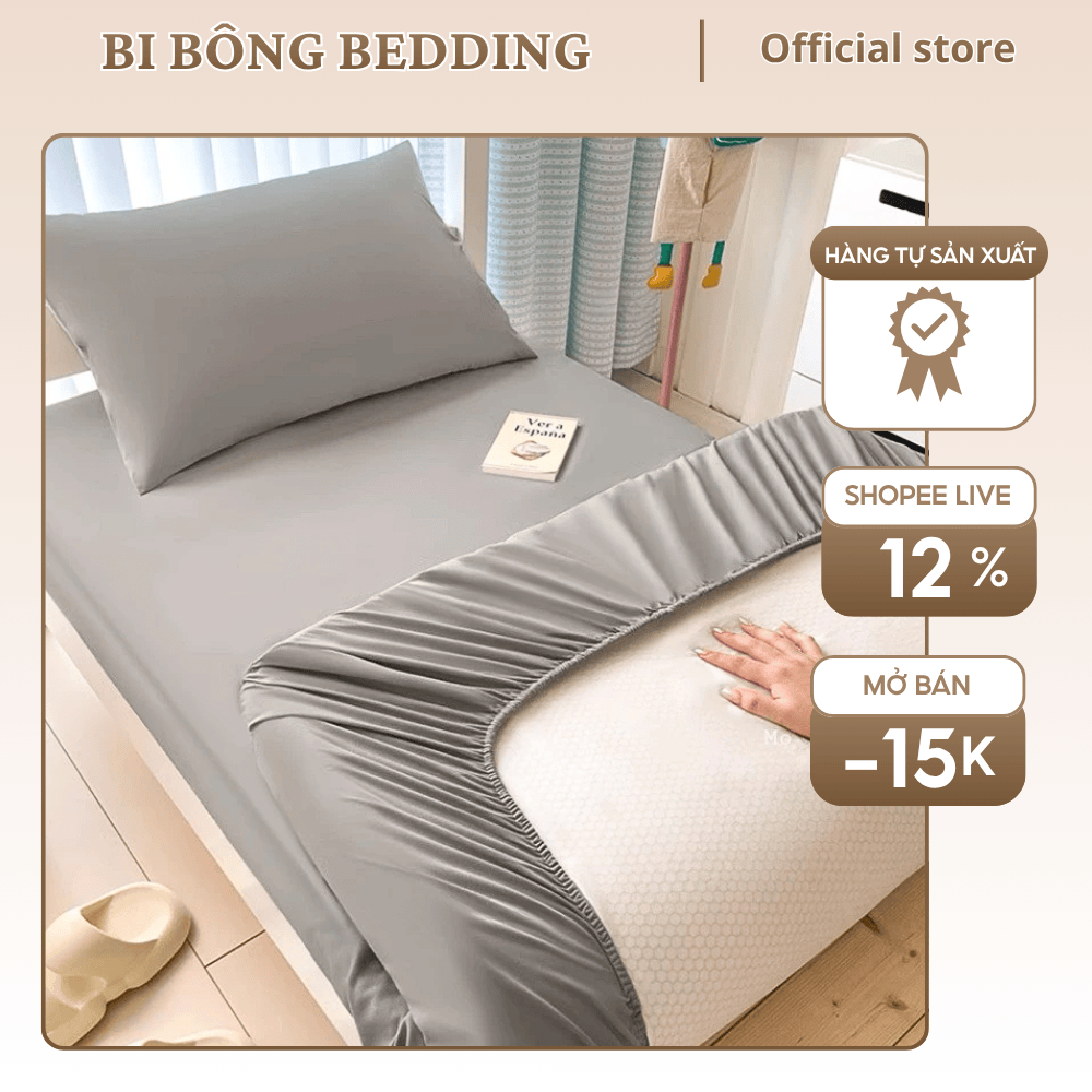 Ga giường Cotton Tici drap kí túc xá ga trải giường bo chun không kèm vỏ gối mềm mịn cao cấp