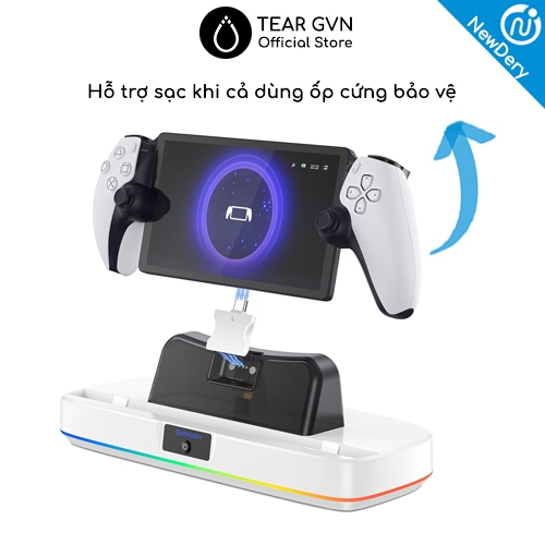 Dock sạc di động NewDery hít nam châm từ tính led RGB cho PS Portal
